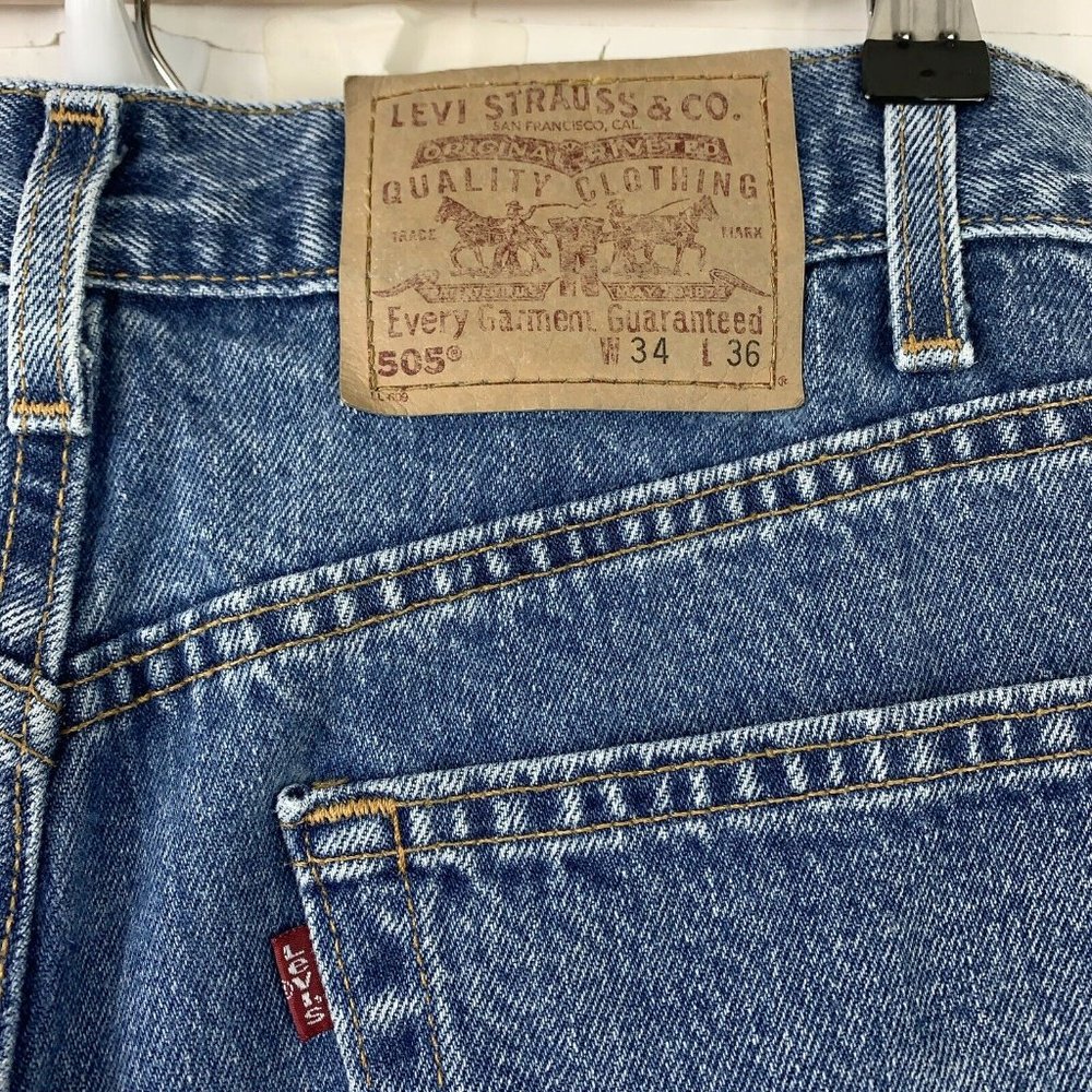 Vtg Levis 505 Red Tab USA Jeans Men Sz 34x36 - Picture 7 of 10
